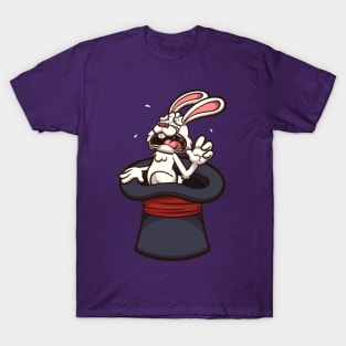 Frightened White Rabbit In Magician Hat T-Shirt